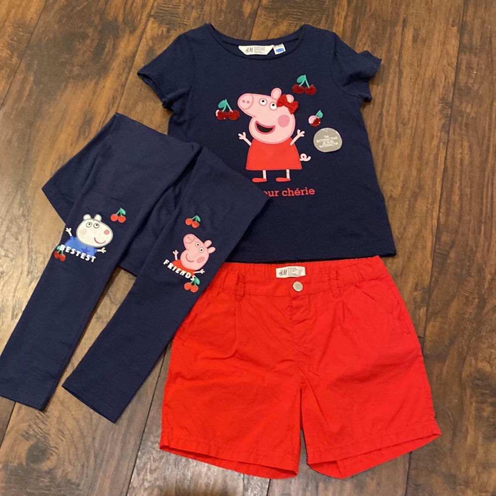H&M Peppa🐽Pig 3 Piece Cherry 🍒 Outfit